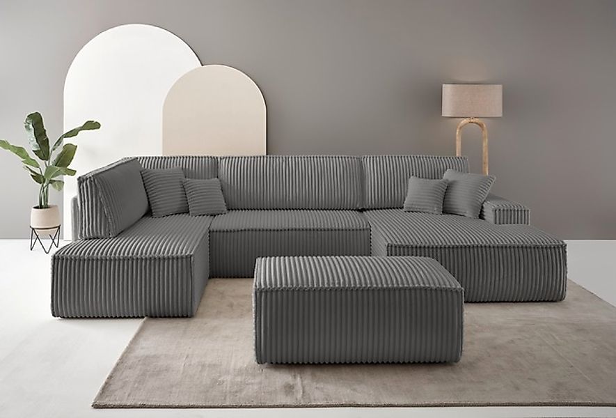 andas Wohnlandschaft »FINNLEY, U-Form XXL 329 cm, Schlafsofa, Schlaffunktio günstig online kaufen