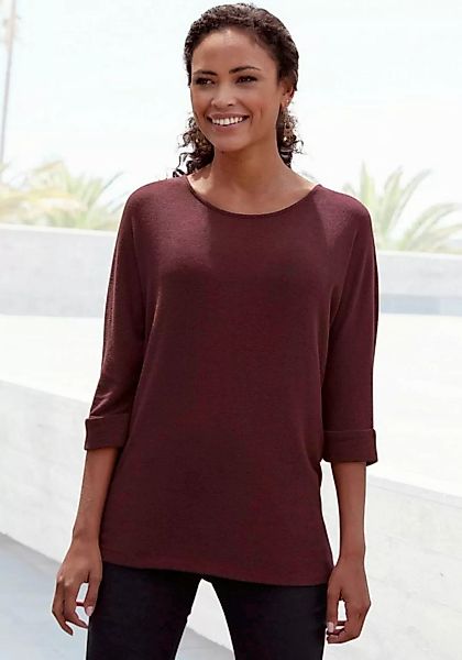 LASCANA 3/4-Arm-Shirt (1-tlg) mit modischem Ärmel-Aufschlag günstig online kaufen