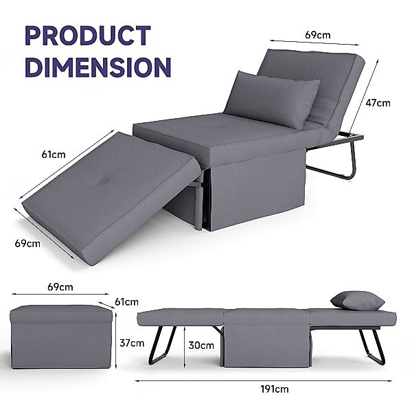 Gunuss Schlafsofa verstellbar Rückenlehne Liege Sofabett günstig online kaufen