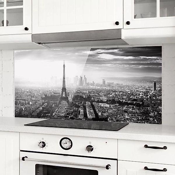 Glas Spritzschutz Architektur & Skyline - Panorama Der Eiffelturm von Oben günstig online kaufen
