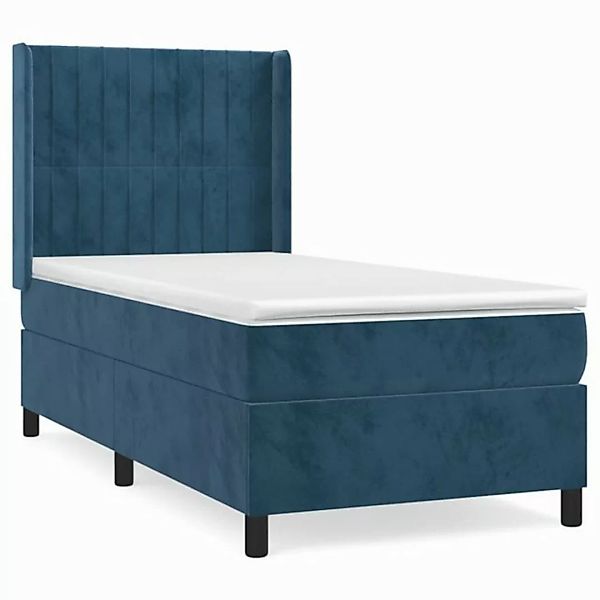 vidaXL Boxspringbett Boxspringbett mit Matratze Dunkelblau 90x190 cm Samt B günstig online kaufen