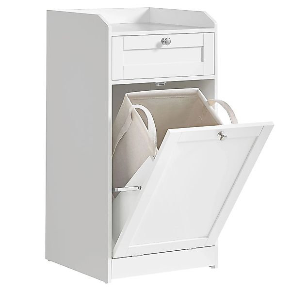 Songmics Badezimmerschrank Siren mit Wäschesammler und Schublade Weiß günstig online kaufen