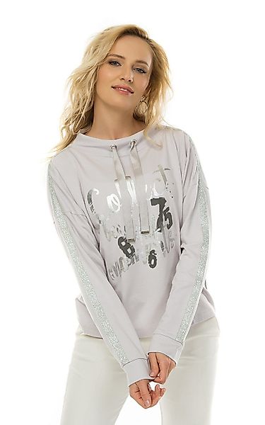 Passioni Langarmshirt mit Statementprint sportiver Schnitt, günstig online kaufen
