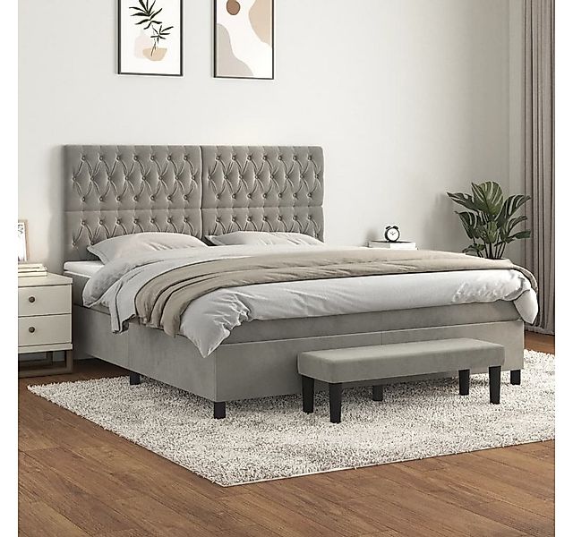 vidaXL Boxspringbett Boxspringbett mit Matratze Dunkelgrau 180x200 cm Samt günstig online kaufen