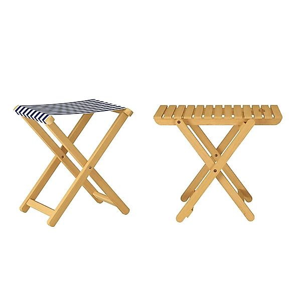 Erst-Holz Klappbarer Gartenstuhl Buche Natur Stoff Blau-Weiß 10-210 Einzels günstig online kaufen