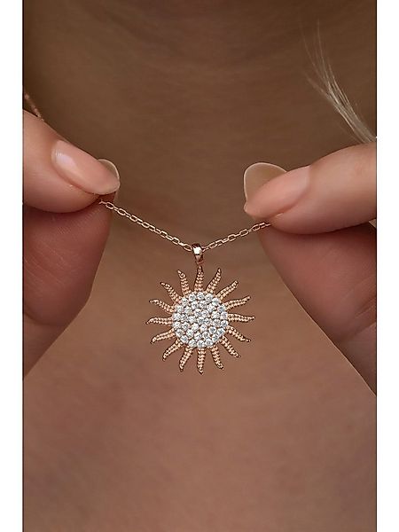 Nisan Ohrring-Set, 925 Silber Damen Halskette, Sonnen-Anhänger mit funkelnd günstig online kaufen