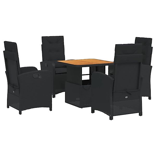 vidaXL 5-Tlg Garten-Essgruppe mit Kissen Schwarz Poly Rattan 3277326 günstig online kaufen
