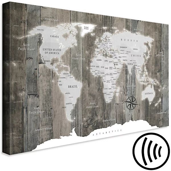Bild auf Leinwand World Map: Wooden World XXL günstig online kaufen