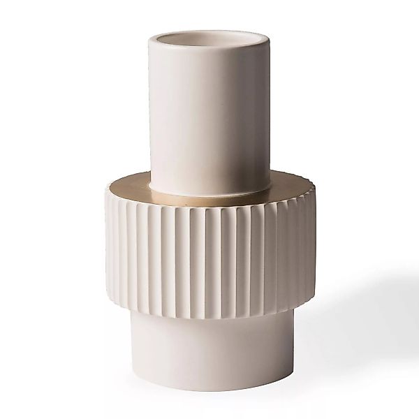 pols potten - Gear Vase S - weiß, gold/matt glasiert/H x Ø 25,5x16cm günstig online kaufen