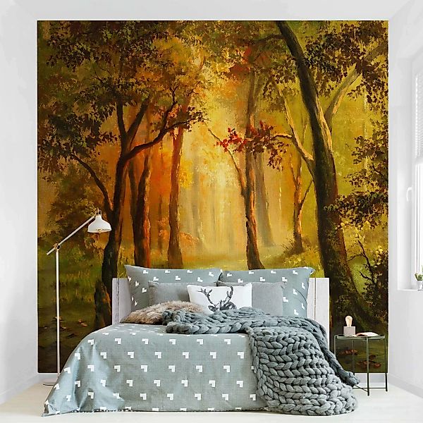 Fototapete Gemälde einer Waldlichtung günstig online kaufen