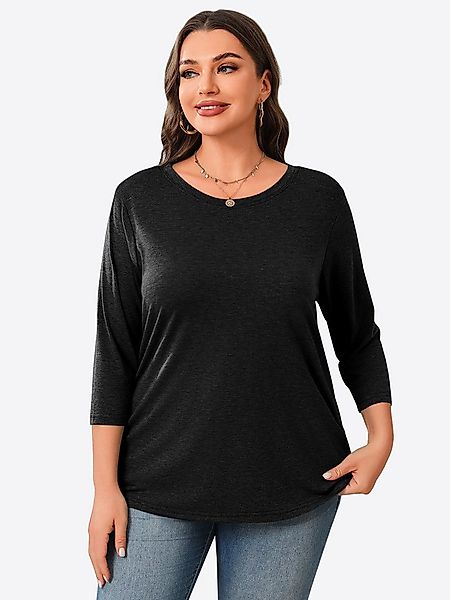 Imily Bela Oversize-Shirt Damen 3/4-Ärmel Runhals Loose Fit Basic Casual Tu günstig online kaufen