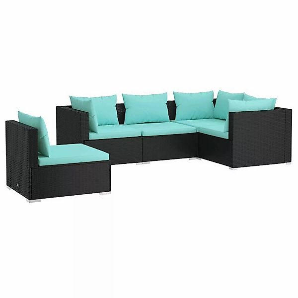 Vidaxl 5-tlg. Garten-lounge-set Mit Kissen Poly Rattan Schwarz günstig online kaufen