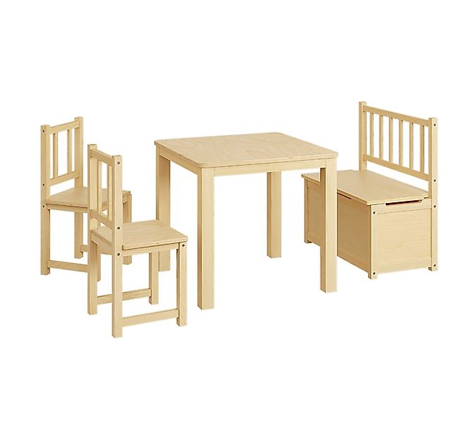 Bellabino Kindersitzgruppe Sora, (2 Stühle, 1 Sitzbank und 1 Tisch), Holzsi günstig online kaufen