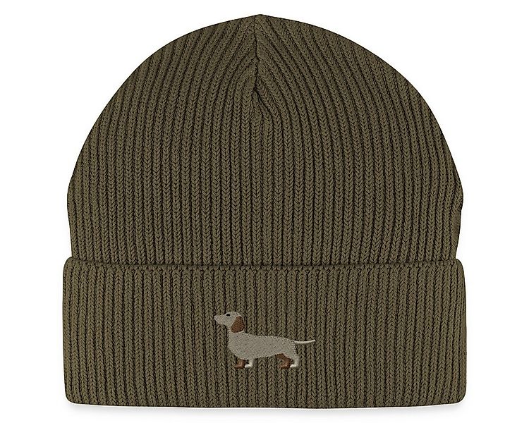 Spreadshirt Beanie Dackel Stickerei Fisherman Beanie Bio Mütze (1-St) günstig online kaufen