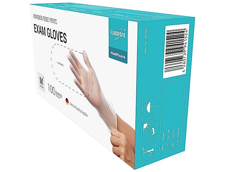 EUROPAPA Einweghandschuhe 100x Vinylhandschuhe Einweghandschuhe (Untersuchu günstig online kaufen