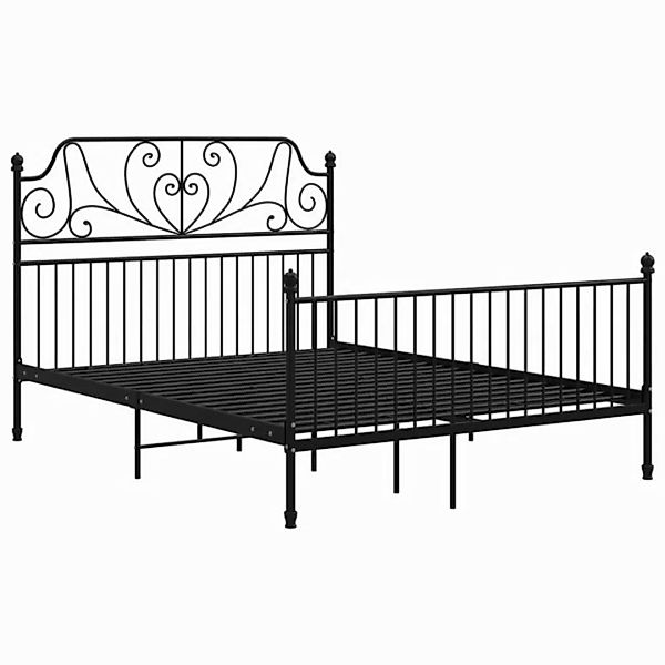 vidaXL Bettgestell Bettgestell Schwarz Metall 160x200 cm Bett Bettrahmen Be günstig online kaufen