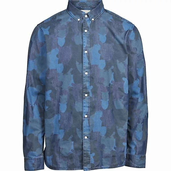 Hemd - Camouflage Owl Printed Denim Chambrey Shirt - Washed Blue Denim günstig online kaufen