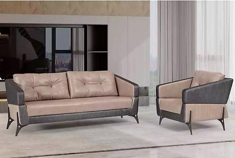 Xlmoebel Sofa Hochwertige Sofa-Garnitur in Beige für Arbeitszimmer, bestehe günstig online kaufen