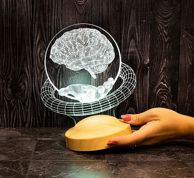 Geschenkelampe LED Nachttischlampe Gehirn-Hand 3D Geschenk günstig online kaufen