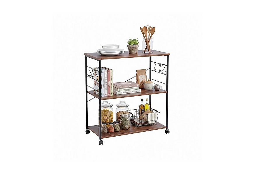 relaxdays Servierwagen Küchenrollwagen mit 3 Ablagen günstig online kaufen