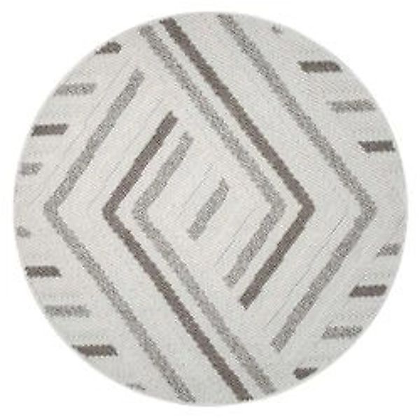 payé Teppich Linda 7590 Kurzflor Rund 120x120 cm Creme Geo-Muster günstig online kaufen