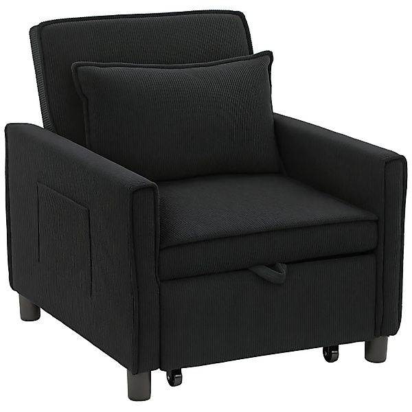 HOMCOM Schlafsessel Polyester Eukalyptusholz Schwarz 74L x 84B x 81H cm günstig online kaufen