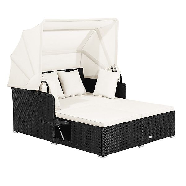 COSTWAY Loungebett, Rattan, 2-Personen, mit einziehbarem günstig online kaufen