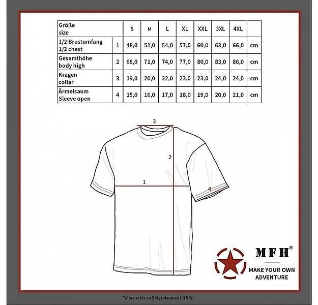 MFH T-Shirt US T-Shirt, Streetstyle, flecktarn, 140-145 g/m² - XL (1-tlg) v günstig online kaufen