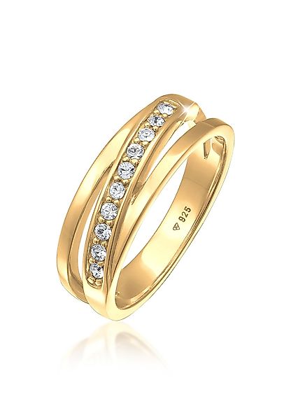 Elli Fingerring Raffiniert Bandring Wickelring Kristalle günstig online kaufen