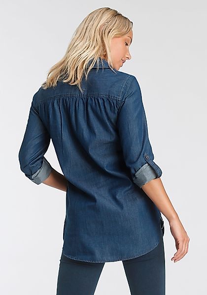 Arizona Jeansbluse Krempelärmel mit Riegel im günstig online kaufen