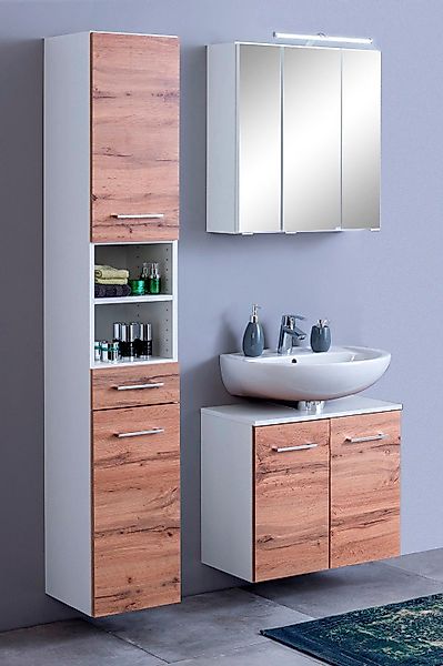 welltime Badmöbel-Set "Avignon" 3 Stk. tlg. mit 3D-Spiegelschrank mit LED-A günstig online kaufen