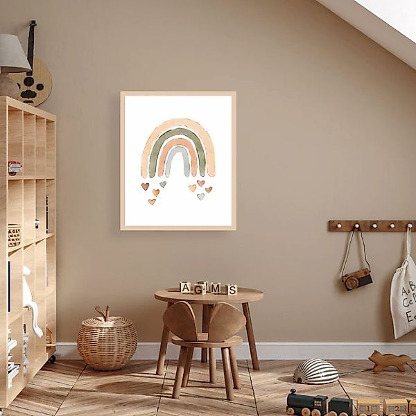 Lüttenhütt Bild mit Rahmen »oder Poster, Bunter Regenbogen mit Herzen«, Fan günstig online kaufen