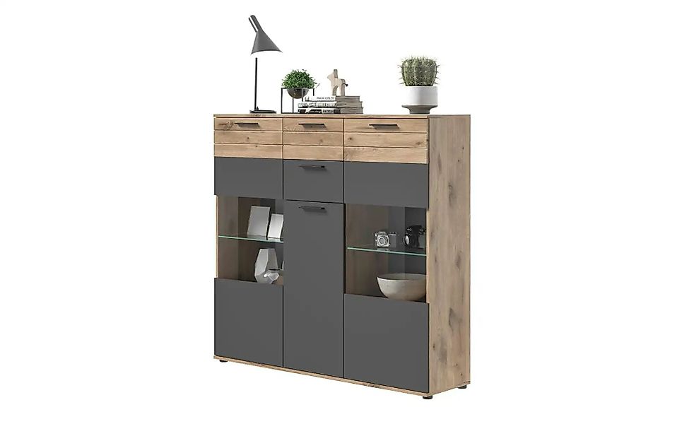 Highboard  Monsano ¦ grau ¦ Maße (cm): B: 140 H: 134 Kommoden & Sideboards günstig online kaufen