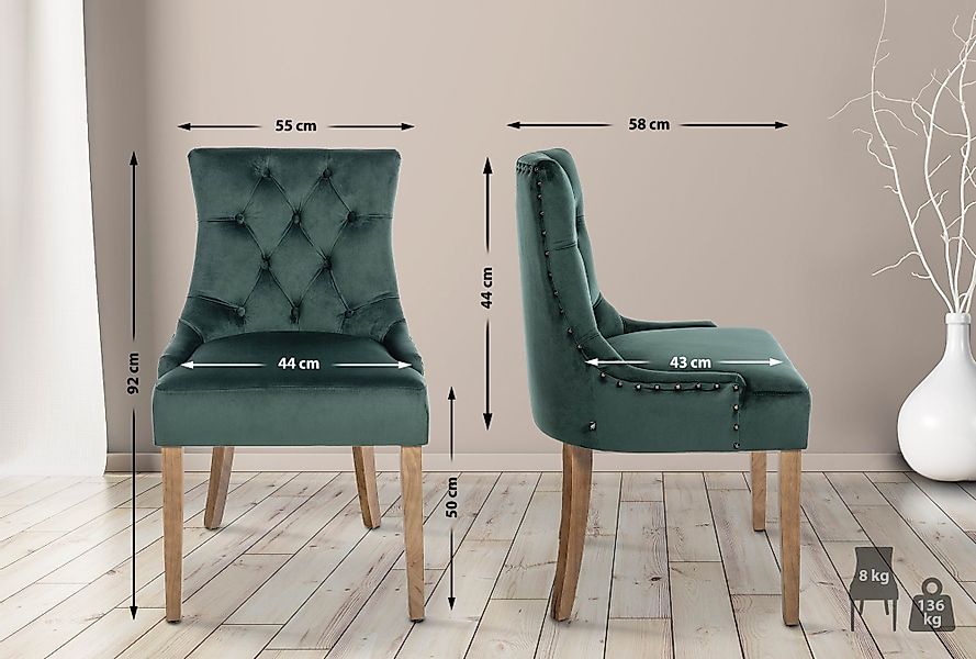 CLP Esszimmerstuhl Aberdeen Samt (4er Set), günstig online kaufen