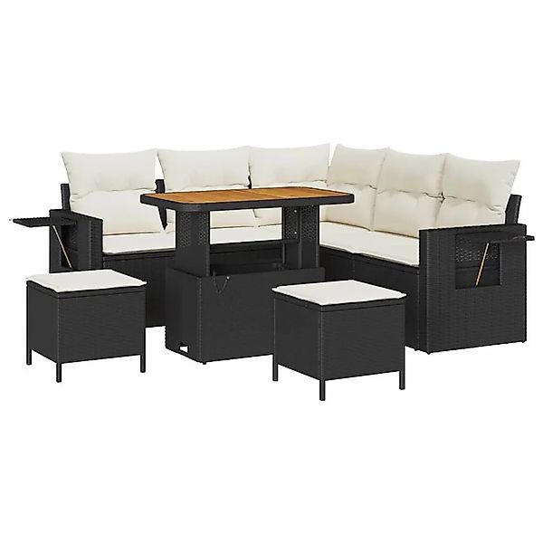 vidaXL Gartensofa-set mit Kissen 9-Tlg Schwarz und Creme Poly-Rattan 336369 günstig online kaufen