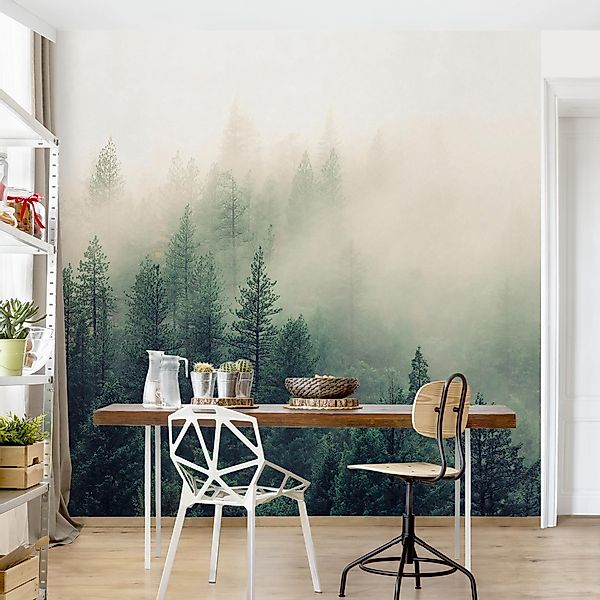 Bilderdepot24 Fototapete Wald Nebel 3D Effekt günstig online kaufen