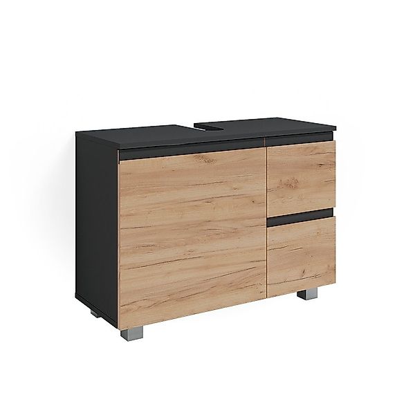 Vicco Waschbeckenunterschrank J-Shape, Anthrazit/Eiche, 80 x günstig online kaufen