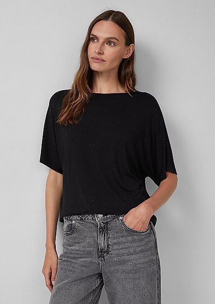 s.Oliver Kurzarmshirt T-Shirt Fließendes T-Shirt mit Glitzersteinen günstig online kaufen