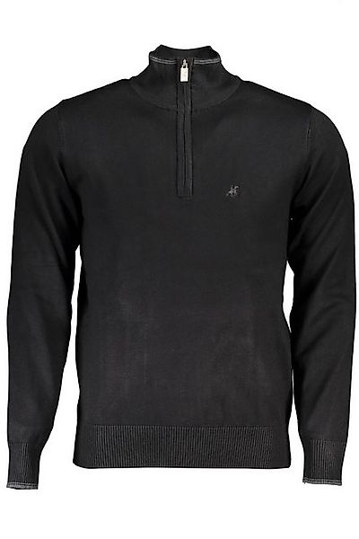 U.S. GRAND POLO Strickpullover Schwarzes Herrenhemd mit Halbzip & Stickerei günstig online kaufen