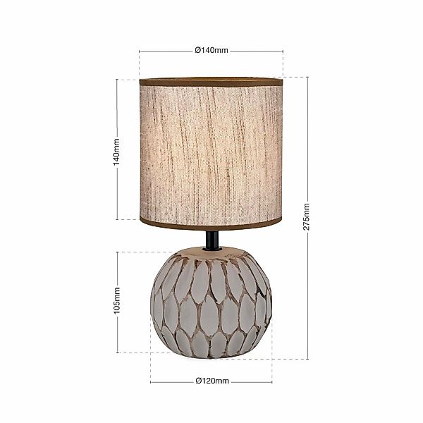 Tischlampe Pinia, braun, Höhe 27,5 cm, Keramik/Leinen günstig online kaufen