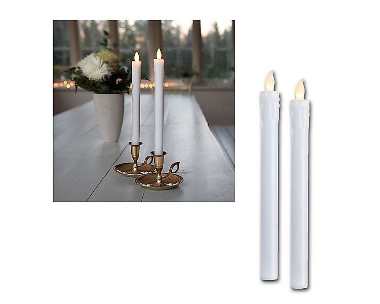 STAR TRADING LED-Kerze 2er Set LED Stabkerzen weiß, Schalter per Flamme günstig online kaufen