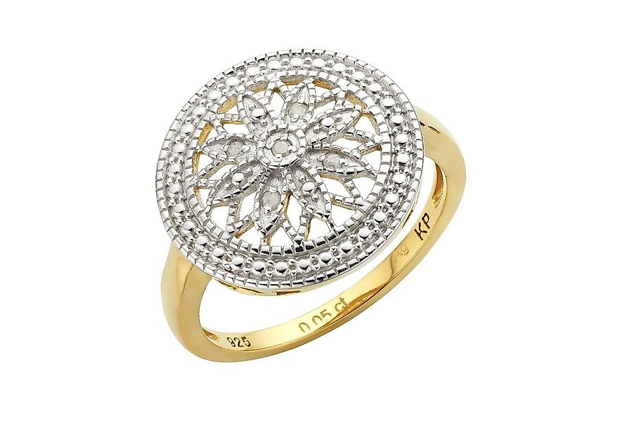 Diamonds by Ellen K. Fingerring Silber 925 vergoldet mit 5x Diamant zus. 0, günstig online kaufen