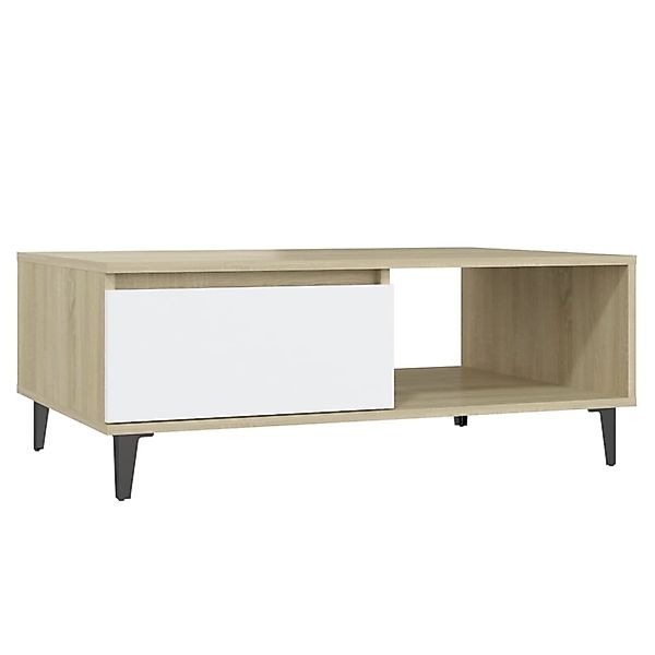 vidaXL Couchtisch Weiß und Sonoma-Eiche 90x60x35 cm Holzwerkstoff 806009 günstig online kaufen