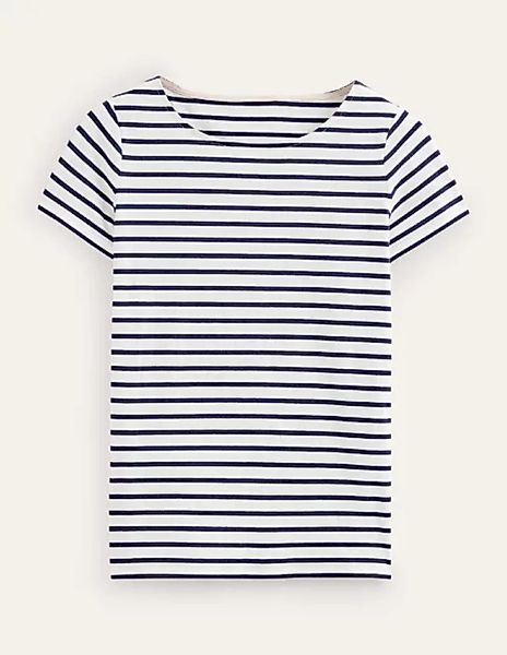 Ella Bretonshirt mit kurzen Ärmeln Damen Boden, Naturweiß, Marineblau günstig online kaufen