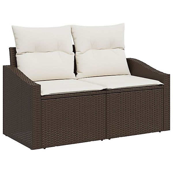 vidaXL Loungesofa 7-teiliges Garten Sofa Set mit Kissen, Braun Poly Rattan, günstig online kaufen