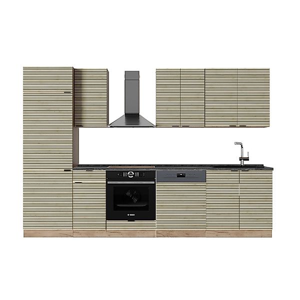 Vicco Fame-Line Küchenzeile Eiche Paneel/Goldkraft Eiche 300 cm AP Anthrazi günstig online kaufen