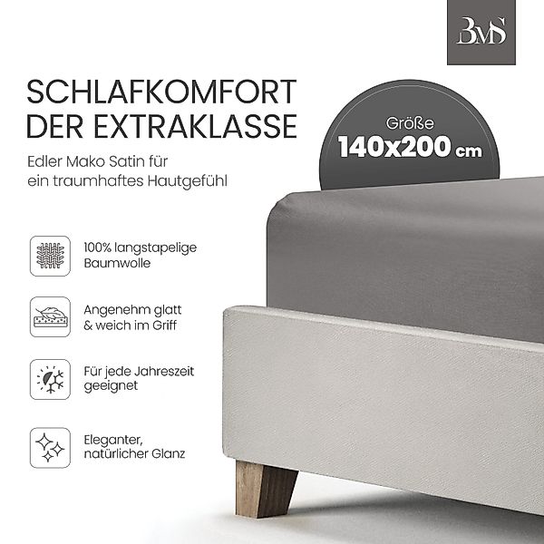 BETTWAESCHE-MIT-STIL Spannbettlaken Mako Satin Spannbettlaken, Matratzenhöh günstig online kaufen