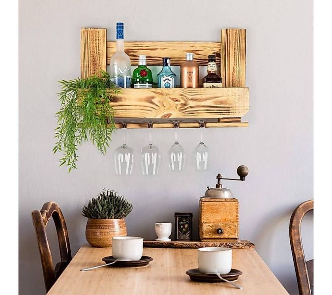 K&L Wall Art Wandregal Palettenmöbel Gewürzregal Weinregal Weinglas Vintage günstig online kaufen