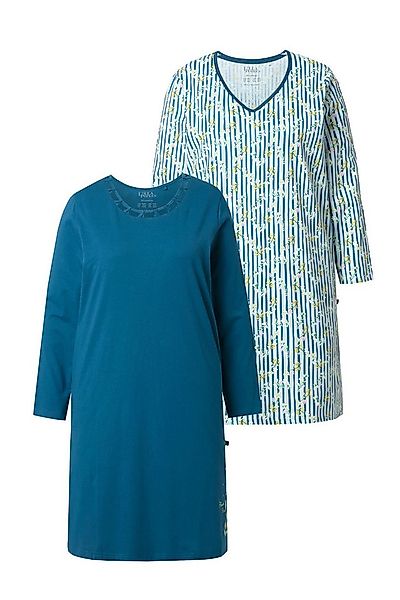 Ulla Popken Bigshirt Bigshirts 2er-Pack Rundhals/Herzausschnitt Langarm günstig online kaufen