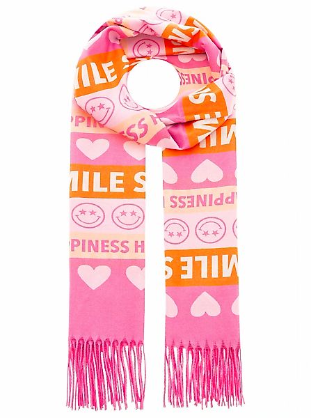 Zwillingsherz Schal ""Smile and Hearts"" mit Fransen, fröhlichem Schriftzug günstig online kaufen